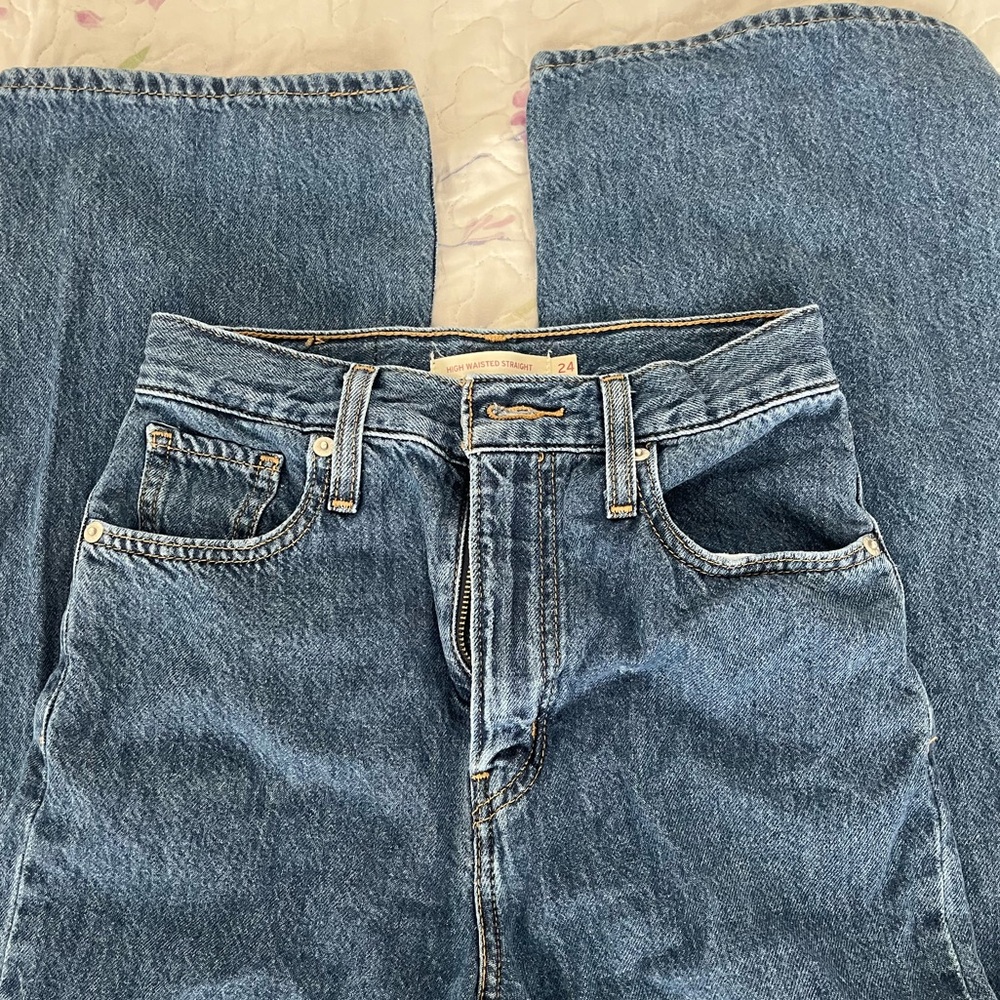 levi’s high rise straight leg jeans